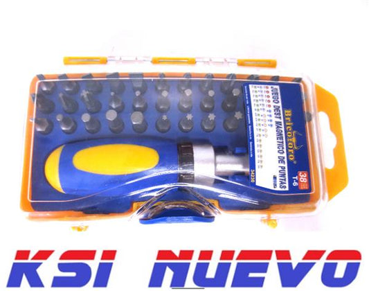 JUEGO DE PUNTAS MAGNETICO DE 38 PIEZAS